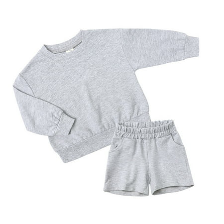 

YTDSCS 1-14 Years Boys Girls Teenagers Shorts Pant Tracksuit Set for Kids Toddler Spring Fall Pullover Sweatsuit Solid Color Long Sleeve Sweatshirt Clothing