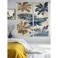 thumbnail image 3 of Navy Blue Brown Botanical Sheer Curtains 72 Inch Length 2 Panels Set, Tropical Palm Leaves Retro Voile Window Treatment Rod Pocket Curtains Sheers Drapes for Bedroom/Living Room/Kitchen 52"x72"x2, 3 of 7