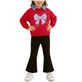 thumbnail image 2 of Eltusu Girls Outfit Sets, Collared Long Sleeve Fare Leg Sweatshirts&Sweatpants Sets Red Size 6-7 T, 2 of 6
