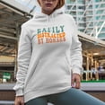 thumbnail image 2 of Easily Distracted by Horses Quote, Groovy Retro Wavy Text Merch Gift, White Hooded Sweatshirt or Hoodie, 2XL, 2 of 5