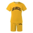 thumbnail image 4 of mihongmao Summer 2 Piece Lounge Set Men Casual Outfits New Fashion Casual Men's T-shirt Set Print Sports Short Sleeve Round-Neck Blouses Shirts Sets Yellow M, 4 of 4