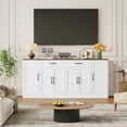 thumbnail image 2 of Hiphuta 70.8"W Large Buffet Cabinet with 6 Doors, Modern Farmhouse Sideboard with 2 Drawers, Coffee Bar for Kitchen Dining Room Living Room, White, 2 of 7