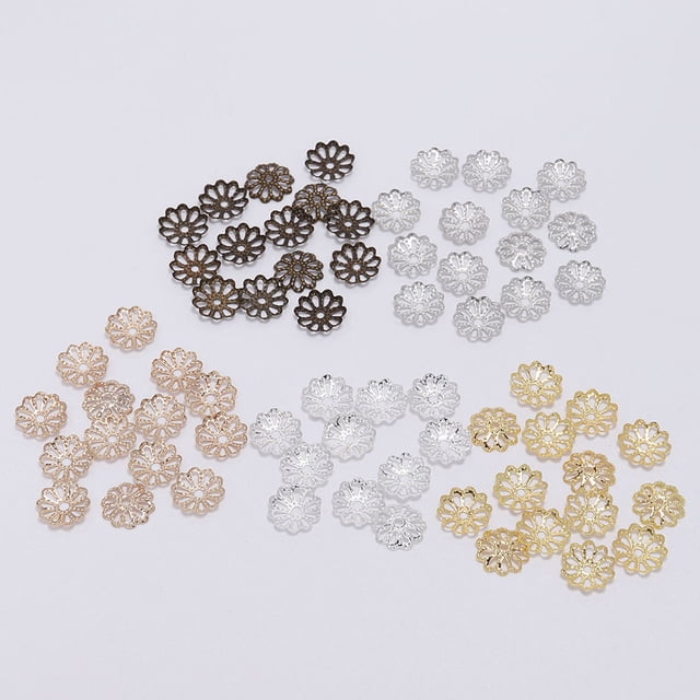 Raindrops 1000Pcs Golden Jewelry Findings Flower Bead Caps with Fine Workmanship for Decor