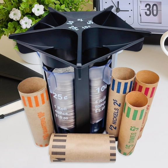 Homerr Coin Organizer Change Counter Coin Organizer 5 in 1 Coin Sorter Tube Coin Counter with Coin Wrappers Change Counter Machine Coin Holder Coin Coin Bank Holder