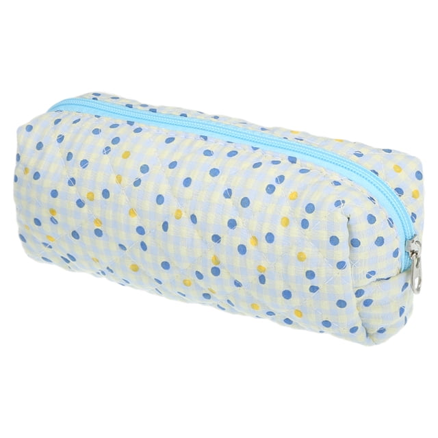 1 Pc Bolsa de Maquillaje Pequeña y Duradera para Mujeres, Acolchada, Ideal para Vacaciones, Viajes y Gimnasio, Color Azul y Amarillo, Algodón