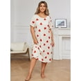 thumbnail image 3 of Women's Plus Size Nightgown Dress Short Sleeve Soft Oversize Sleepwear Nightshirts Homewear, 3 of 9