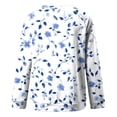 thumbnail image 4 of YUGYXL Long Sleeve Shirts for Women Plus Size Loose Pullover Fall Fashion Basic Trendy Crew Neck Floral Printed Casual Tops Blue XXXXL, 4 of 5