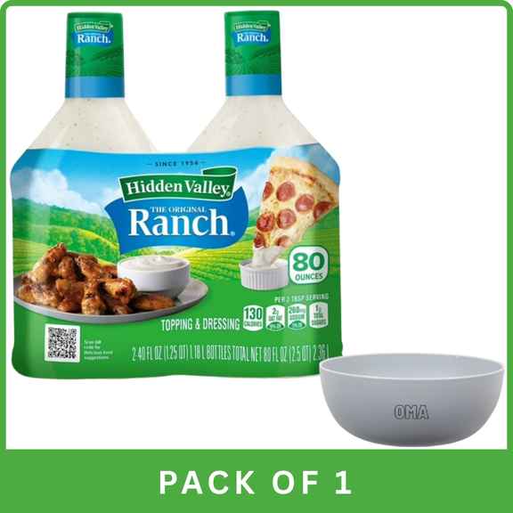 Hidden Valley Original Ranch Dressing (40 oz, 2-Pack)- With Olive White Bowl By OMA
