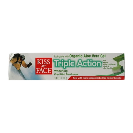 Kiss My Face Aloe Vera Triple Action Toothpaste Gel, Cool Mint Freshness - 3.4 Oz, 3 (Best Aloe Vera Toothpaste)