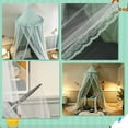 thumbnail image 6 of Bed Canopy for with Lights,Double Layer Princess Round Dome Dreamy Mosquito Net Bedding Girls Room Castle Play Tent Hanging House Decor Reading Nook Canopies(Green/White), 6 of 14