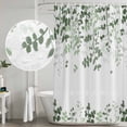 thumbnail image 4 of Sage Green Leaves Shower Curtain Set - 72" x 78" Washable Bathtub Curtain with 12 Hooks, Summer Botanical Waterproof Fabric Stall Shower Curtains for Bathroom/Bathtub Décor, 4 of 6