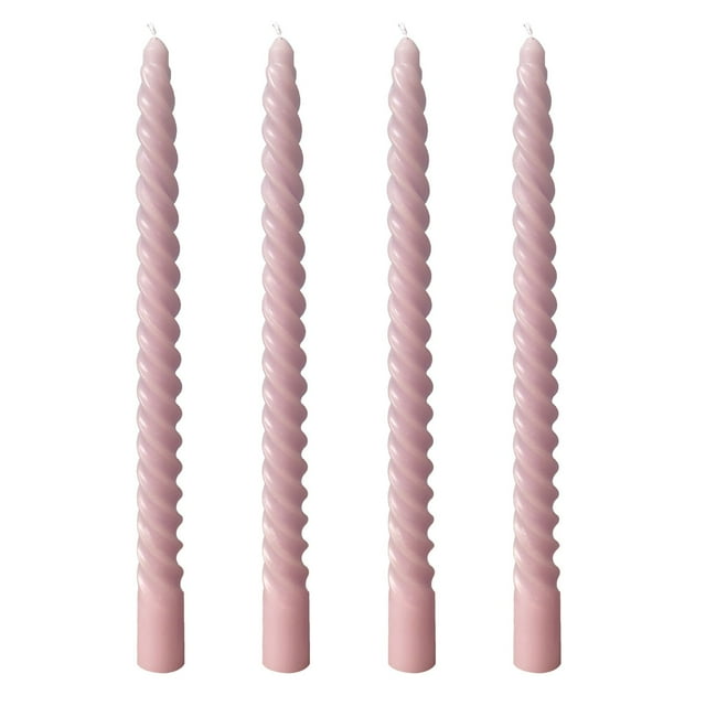 9.84in 4-Pack Taper Candles - Odorless Mixed Wax Wedding/Party Decoration Set (Pink)