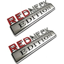 Muzzys (Set of Two) Redneck Edition Emblems, Chrome and Red, 7" Wide, Large, Decal Sticker Car Truck Badge USA America