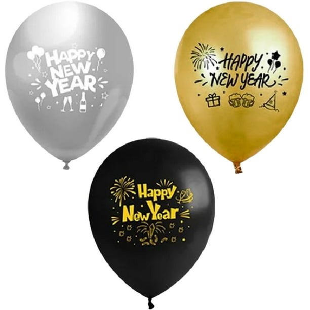 Kit de Globos para Despedir el Año NewDecorBall 10 Kits 10 Globos de Año Nuevo Látex Multicolor. SmileFun MXNYV-006