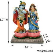 BangBangDa Hindu God Radha Krishna Statue - 5.7”H Indian Murti Lord Krishna Idol with Flute for Wedding Valentine Birthday Diwali Puja Gifts for Indian Couple Home Temple Mandir Altar Pooja Item