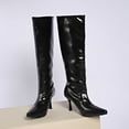 thumbnail image 4 of Women's Boots Solid Color Pointed Toe Side Zipper Mid-Calf Boots Stretch Shaft Sturdy Heel Comfort Fashion Fall Winter Casual Outdoor Daily Wear, 4 of 8