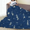 thumbnail image 5 of Yiaed Lighthouses and Anchors Pattern Fleece Throw Blanket,Fleece Throw Blankets for Couch & Bed All Season Use -50"x40", 5 of 6