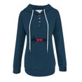 thumbnail image 4 of Jinhomg Women's Fall Sweatshirt Cute Heart Print Drawstring Hoodies Casual Comfy Thin Fleece Button Up Pullover Tops with Kangaroo Pocket Sales Today Clearance Women Navy XL, 4 of 8