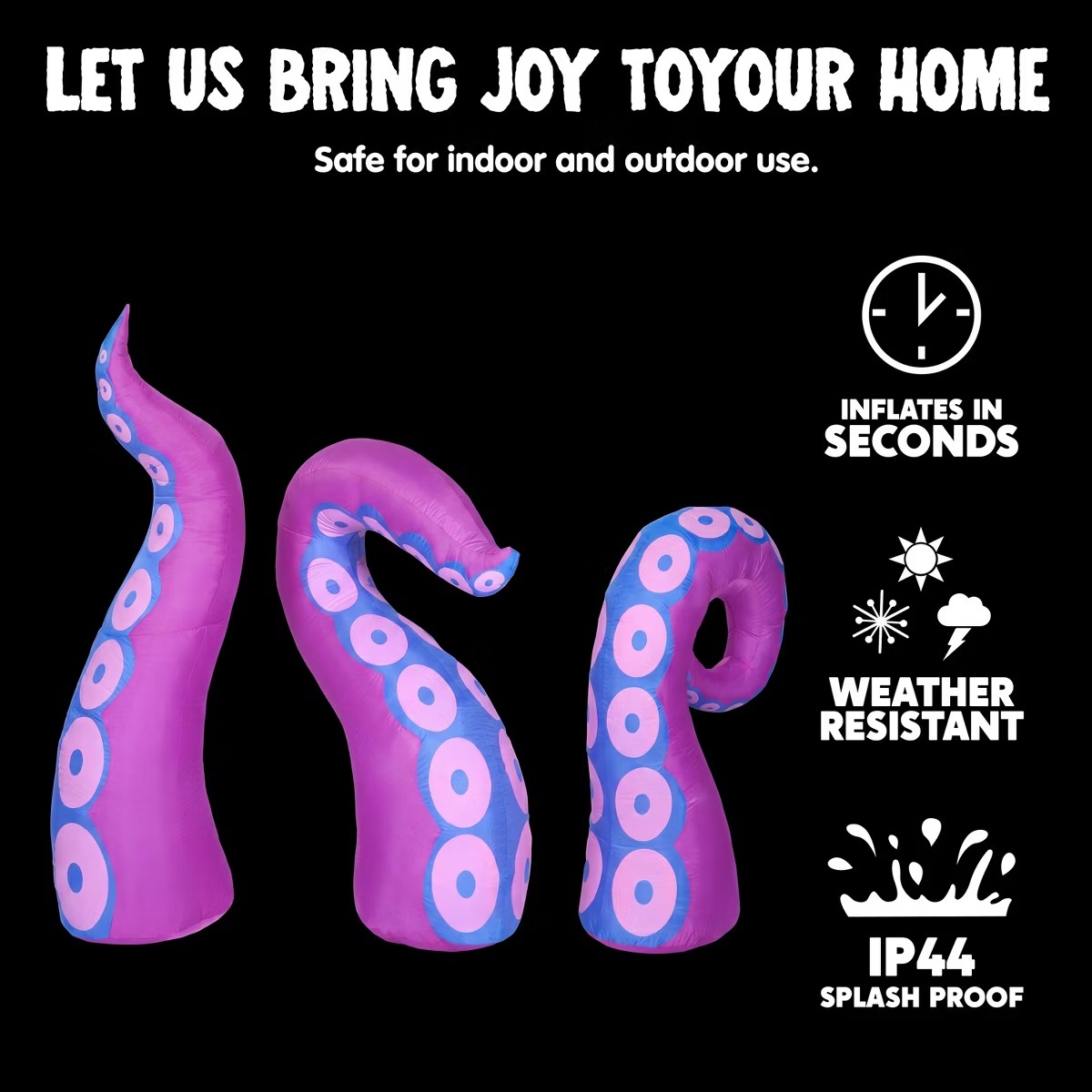 Joyfy 3-Piece Halloween Inflatable Octopus Tentacle Outdoor Decorations photo 3