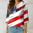 thumbnail image 5 of HADST 3/4 Sleeve T Shirts for Women - 4th of July Shirts Button V Neck Slim Tops White Tops for Women, 5 of 6