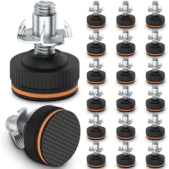 EcoNesxp Inch Heavy Duty Leveling Feet with Rubber Pads 20 Pieces Adjustable Furniture Leveler with Floor Protector Pads Table Chair Sofa Cabinet Workbench Desk Screw Fixed Leg Leveler Black
