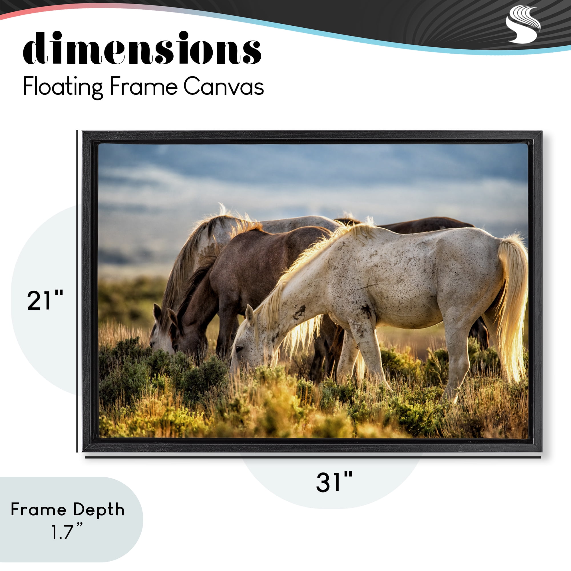 Stupell Industries Equine Evening Graze Black Framed Floater Canvas Wall Art, design by Tim West