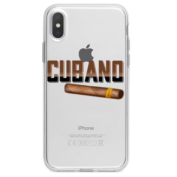 DistinctInk Clear Shockproof Hybrid Case for iPhone XR (6.1" Screen) - TPU Bumper Acrylic Back Tempered Glass Screen Protector - Cubano. Cigars