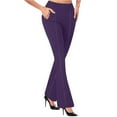 thumbnail image 3 of Pxkloy 29''31''33''35'' Inseam Women's Bootcut Dress Pants with Pocket Stretch Work Lounge Pant Office Casual Pants S-XXL Purple,XL, 3 of 7