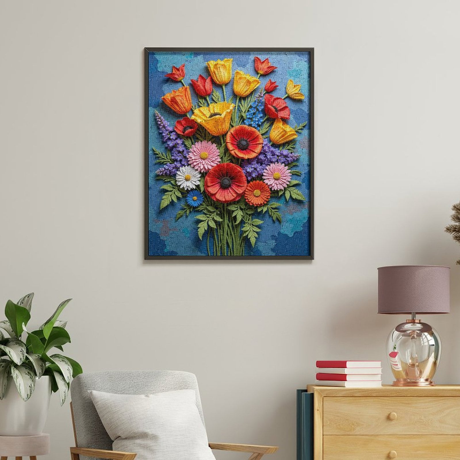 Paint By Numbers Kit for Adults Beginner - DIY Colorful Floral Paper Art Arrangement Canvas Painting Kits for Adults, Frameless Paint By Number for Adults for Home Wall Decor 16x20 Inch
