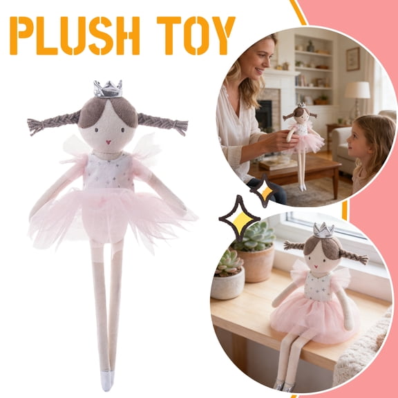 dgysar Ballerina Girl Plush Doll Cute Princess Figurine Soft Stuffed Toy with Tutu and Crown for Shelf Desk Room Decor A1