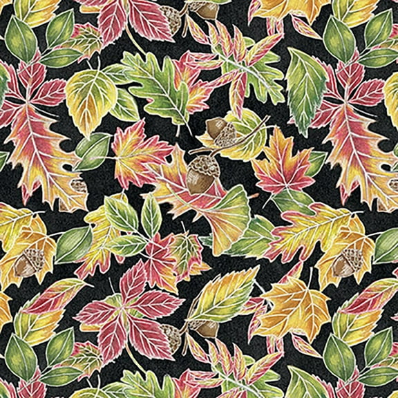 Blank Quilting Fabrics Rake and Bake Lily Ford Fall Leaves