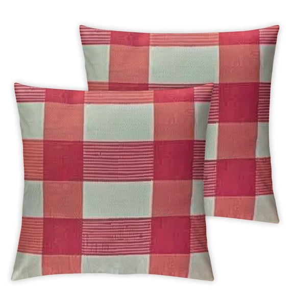 Gingham Buffalo Check Plaid Throw Decorative Pillow Cover Outdoor Indoor Throw Pillows Farmhouse Square Pillow Cases for Home Decor Pink