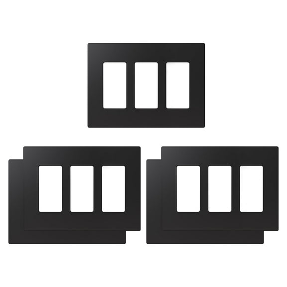 3-Gang Screwless Decorative Wall Plates, Mid-Size Unbreakable Thermoplastic Faceplate Cover for Decorator Receptacle Outlet Switch, UL Listed (5 Pack, Black)