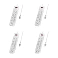 thumbnail image 1 of Huntkey Bande d'Alimentation avec 12 Prises AC et 2 Ports de Charge USB, Pack White (4), 1 of 9