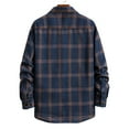 thumbnail image 4 of Men's Regular Fit Plaid Flannel Shirts Button Down Shirts Long Sleeve Cuffed Shirts  Lightweight Fall Jackets 02#Navy XL, 4 of 5