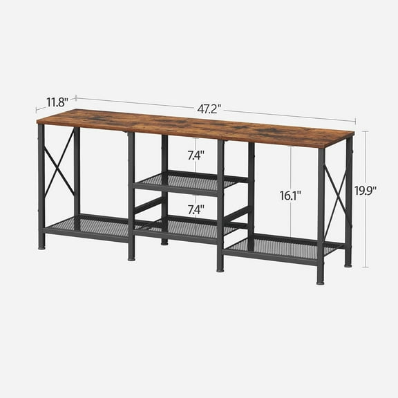 TV Stand for 55 Inch TV, Entertainment Center with 3-Tier Open Shelves, TV Console Table for Living Room, Bedroom, Rustic Brown