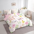 thumbnail image 3 of Manfei Pink Rustic Cabin Bedding Comforter Set 7pcs for Kids, Cartoon Farm Rooster Queen Bedding Sets, Kawaii Pink Floral Reversible Queen Sheet Sets, Luxury Bedroom Decor, 3 of 7