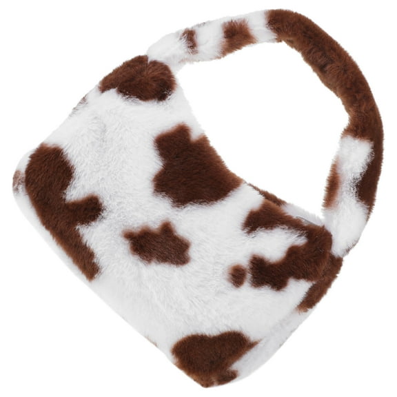 TABLZONE Large Capacity Brown Plush Handbag for Women, Stylish Tote Bag for Party, Shopping, Travel, School, Dating