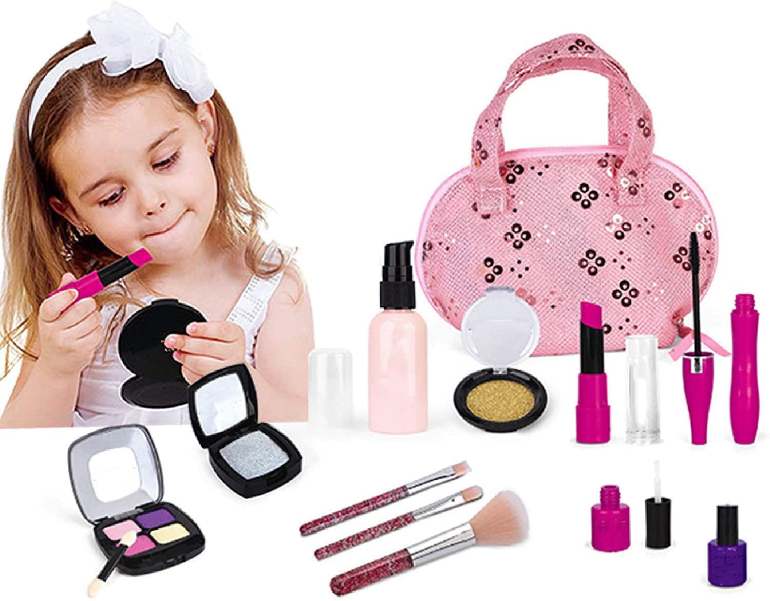 Makeup Toy Set for Kids,12 pcs Cosmetic Toy with Cosmetic Bag Safe