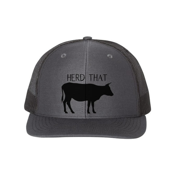 Cattle Hat, Herd That, Dairy Cattle, Beef Hat, Cattle Farmer Hat, Farm Hat, Trucker Hat, Baseball Cap, 10 Color Options!, Cows, Black Text, Charcoal/Black