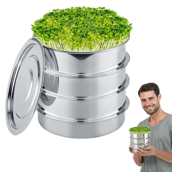 Kit de germinación de semillas Aulock Microgreens de acero inoxidable de 4 niveles