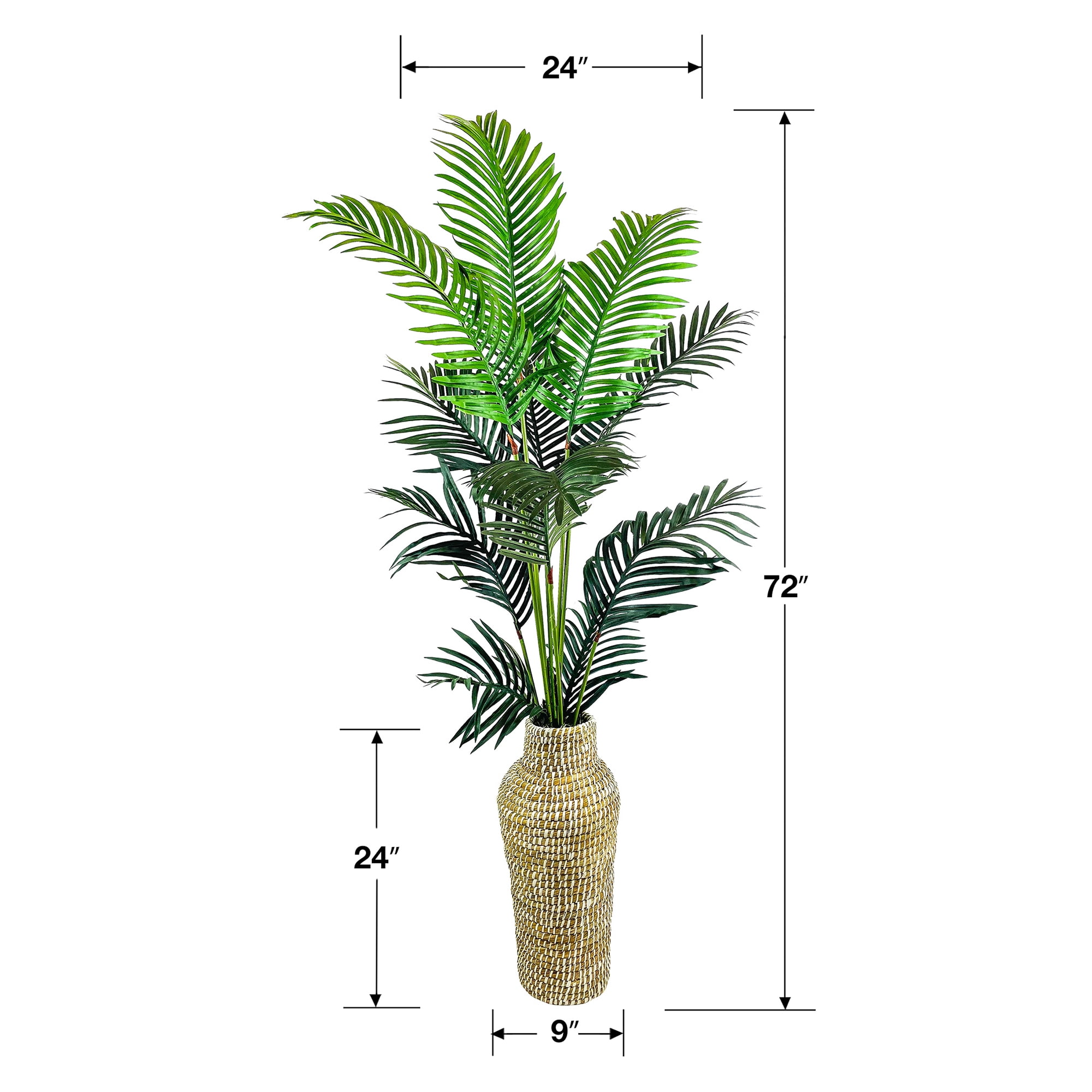 LCG FLORALS Artificial Tree, Palm Tree, 6 ft, Natural Handwoven Basket