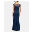 thumbnail image 2 of ALEX EVENINGS Womens Navy Embellished Zippered Lined Cap Sleeve Crew Neck Full-Length Evening Gown Dress 8, 2 of 2