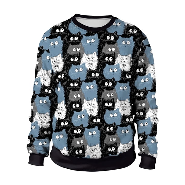 Chándal de Halloween para hombre y mujer, sudadera con estampado de gatos y mascotas, ropa de calle Vintage de los 90, otoño