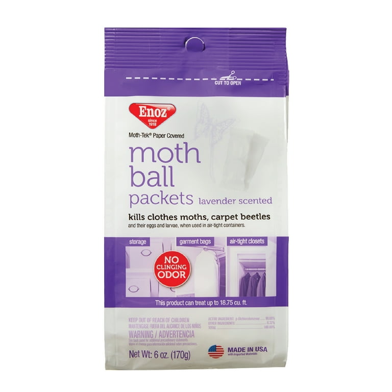 Enoz Lavender Scented Moth Balls, Packets Kill Clothes Moths and Carpet Beetles, 6 oz, 5 ct, Size: 30 oz