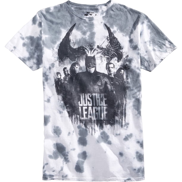 Camiseta con gráfico Tie-Dye de la Liga de la Justicia para hombre, gris, pequeña