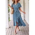 thumbnail image 6 of PRETTYGARDEN Women's Summer Floral Boho Maxi Dress Short Sleeve Wrap V Neck Ruffle Long Flowy Beach Wedding Guest Dresses, 6 of 7