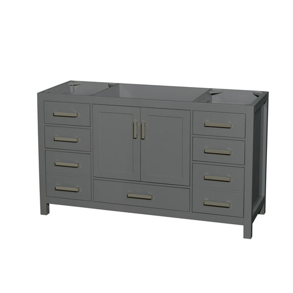 Wyndham Collection Sheffield 60 Inch Single Bathroom Vanity in Dark Gray, No Countertop, No Sink, and No Mirror