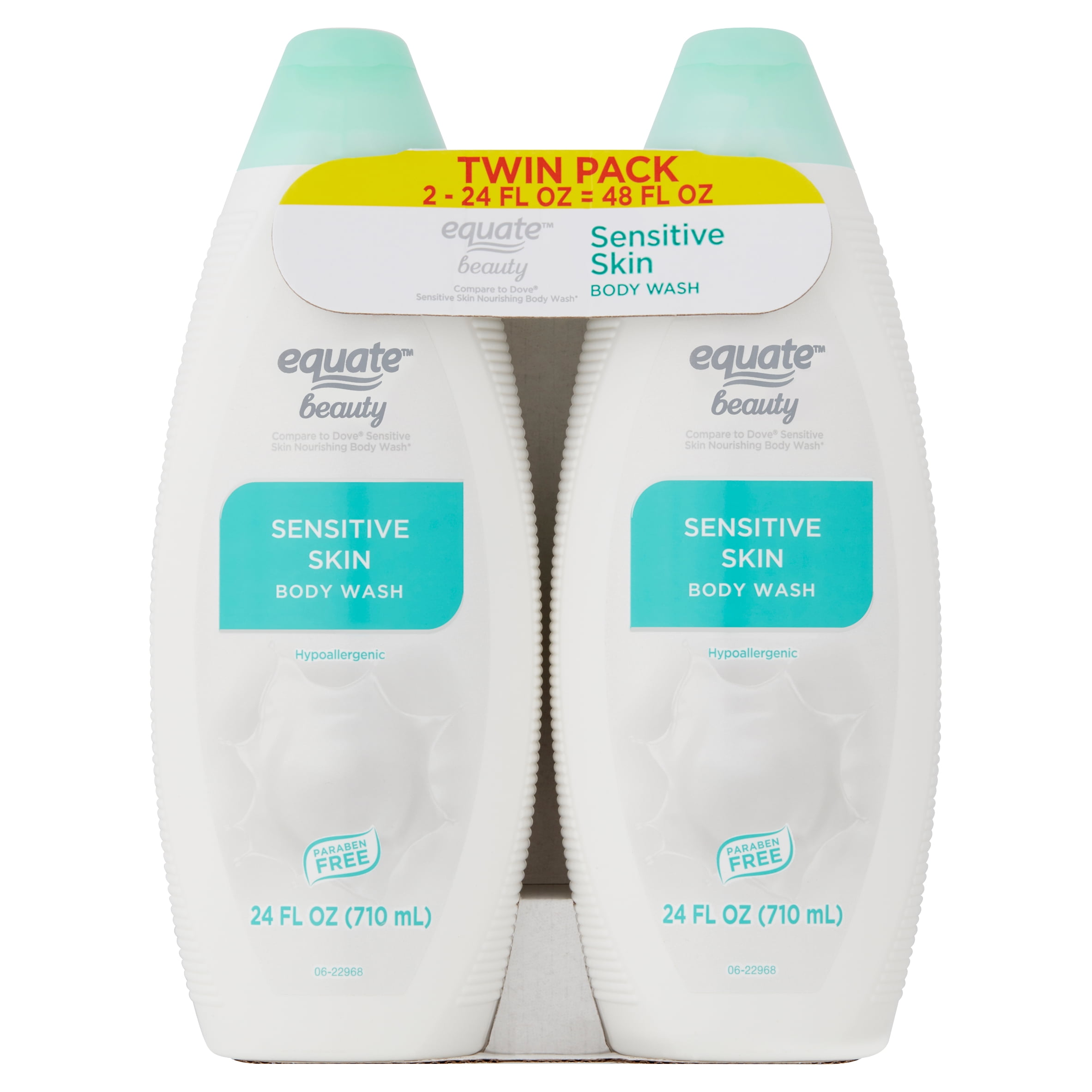 Equate Beauty Sensitive Skin Body Wash, Twin Pack, 48 fl oz, 2 Count