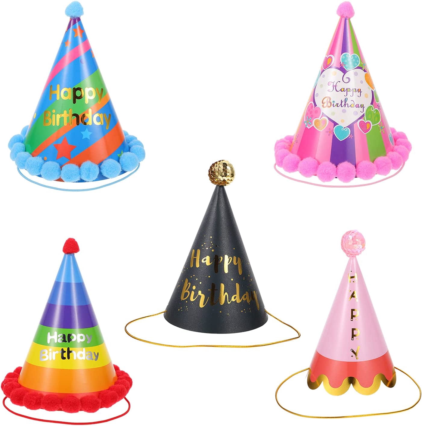 Happy Birthday Cone Party Hats 